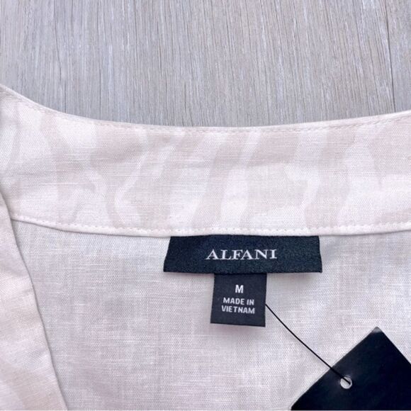 White Zebra Linen Long Sleeve Top M - Picture 2 of 4